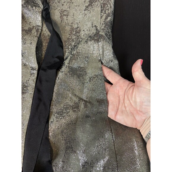 Hoss Introqia Anthropologie Made in Spain Jacket Silver Jacquard Size 36 Bow - Picture 10 of 15